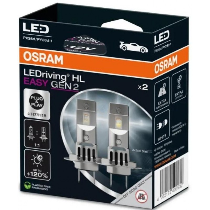OSRAM LED LEMPUTĖS H7/H18 HL EASY GEN2 16W 12V