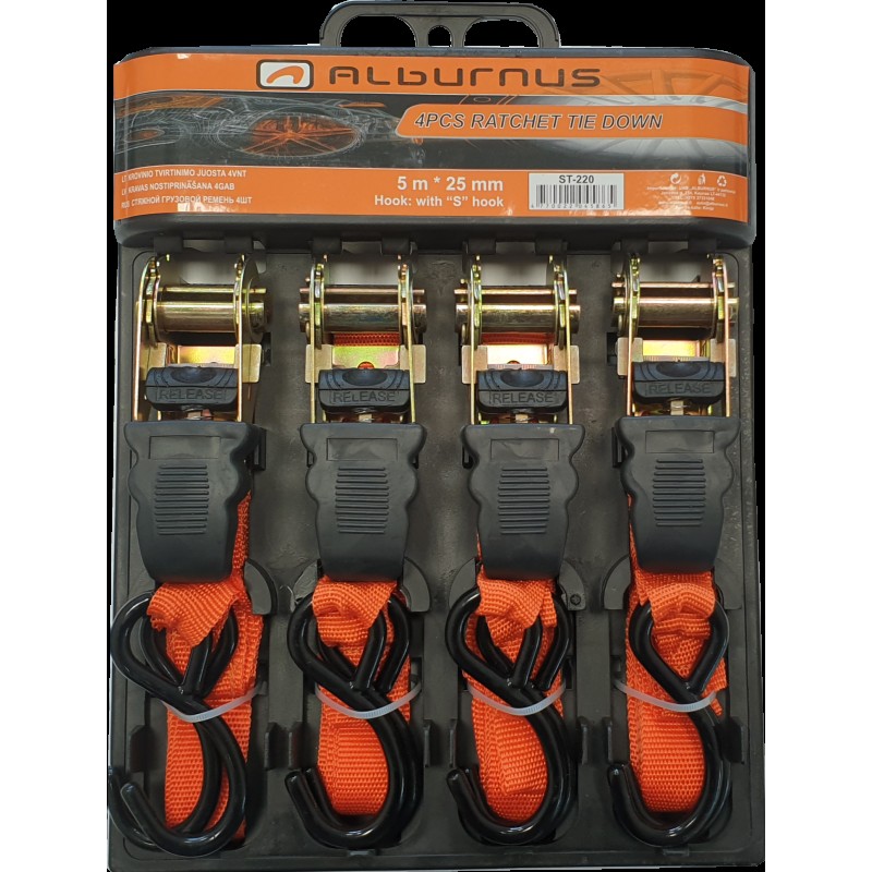 KROVINIO TVIRTINIMO JUOSTA 5M * 25MM 4 VNT KROVINIO TVIRTINIMO JUOSTA 5M * 25MM 4 VNT