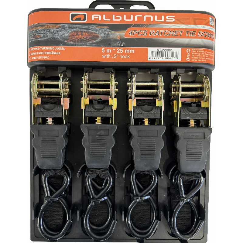 KROVINIO TVIRTINIMO JUOSTA 5M * 25MM 4 VNT KROVINIO TVIRTINIMO JUOSTA 5M * 25MM 4 VNT