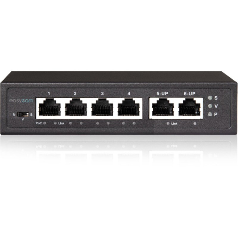 EasyCam EC-POE-SW42 4 PoE + 2 uplink 60 W komutatorius