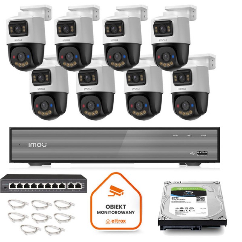 IMOU PS70FP-10M0 8 kamerų 5+5 MP PoE komplektas su 2 TB disku