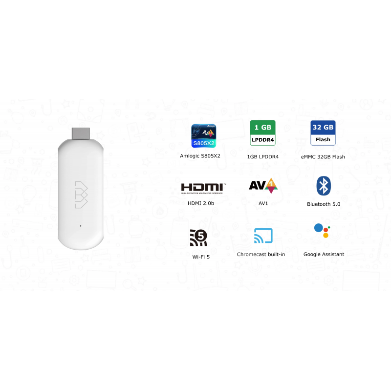 Homatics Stick HD, Android TV priedėlis, Full HD, 32GB