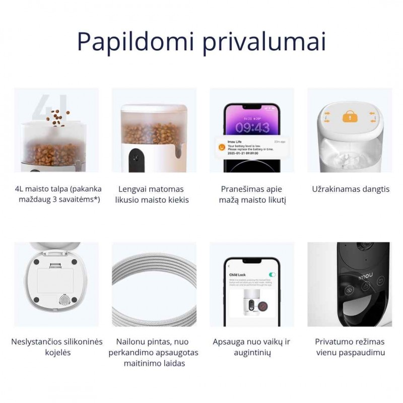 IMOU Smart Pet Feeder PF1 (PET-PF1-4LSP) – 4 l išmani automatinė šėrykla su 2.5K kamera