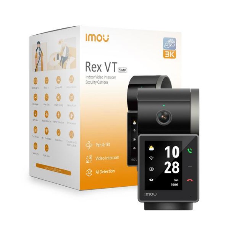 Imou Rex VT 5MP – vidinė Wi-Fi kamera su ekranu, auto sekimu ir AI aptikimu