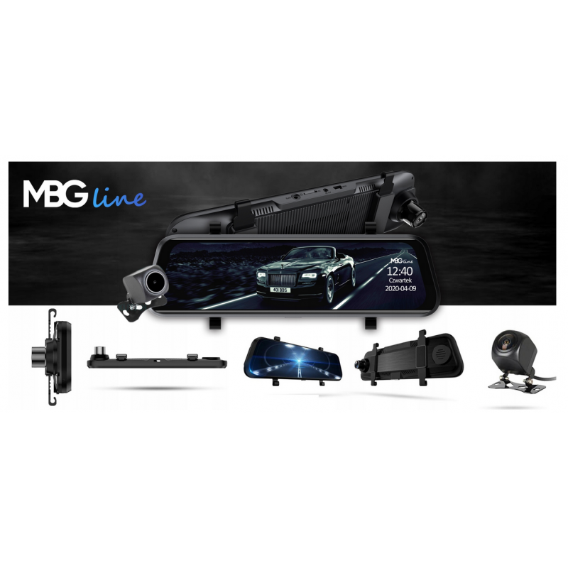 MBG Line HS900Pro, 10" vaizdo registratorius 2K + Full HD su galine kamera