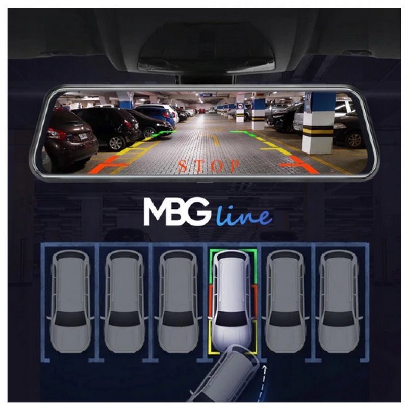 MBG Line HS900Pro, 10" vaizdo registratorius 2K + Full HD su galine kamera