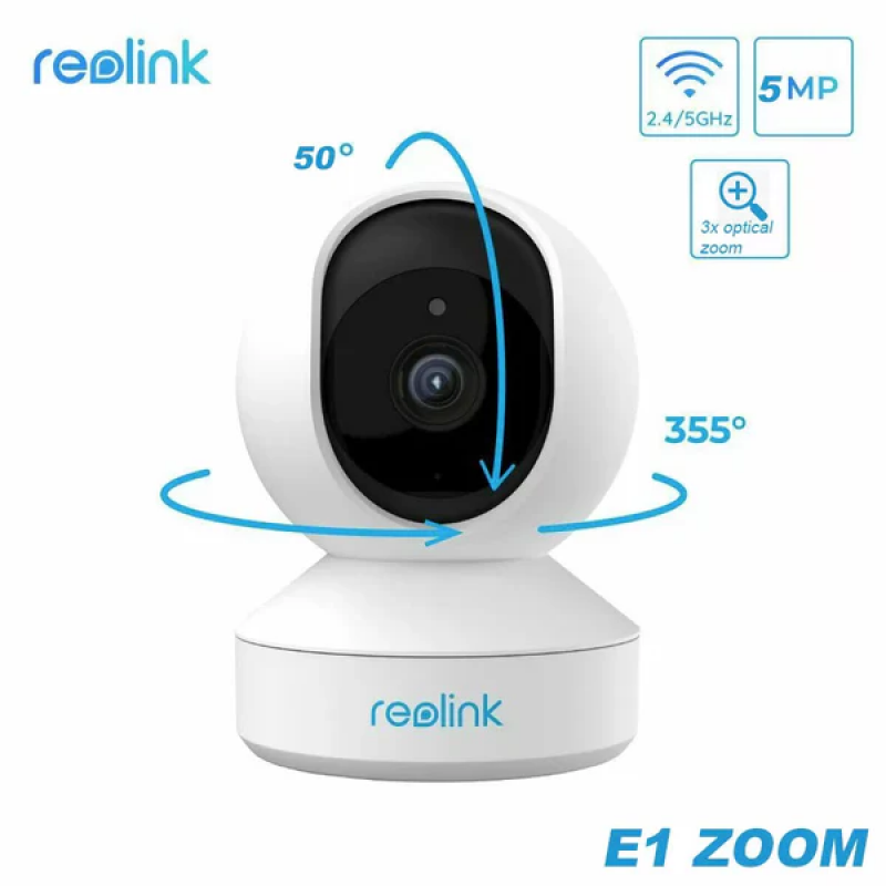 Reolink E340 (E1 Zoom) - 5MP WiFi PTZ vidaus kamera su optiniu priartinimu
