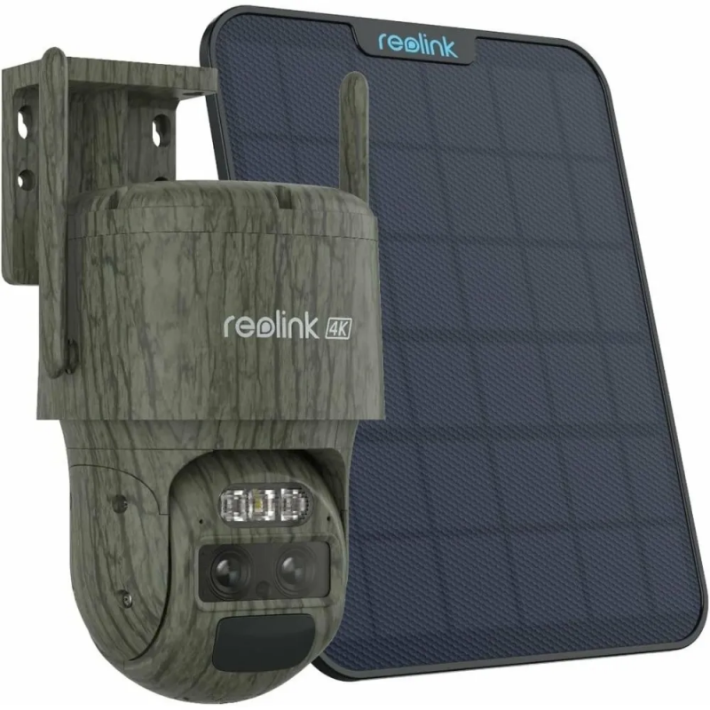 Reolink TrackMix G770 Camo - 4G LTE 4K PTZ kamera su Dual Lens ir saulės panele