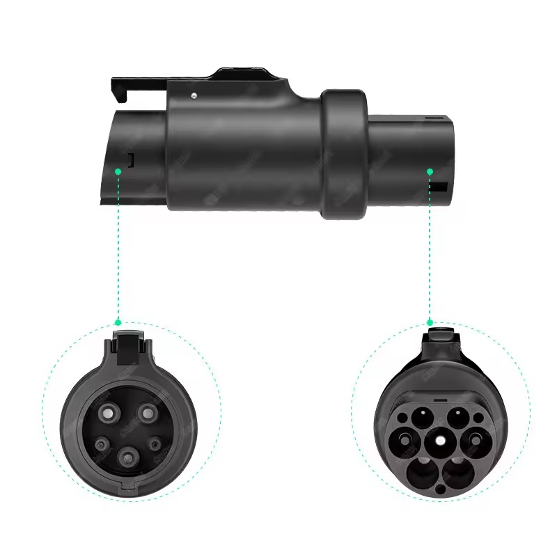 Type 2 į Type 1 elektromobilio įkrovimo adapteris, 32 A, 7,4 kW