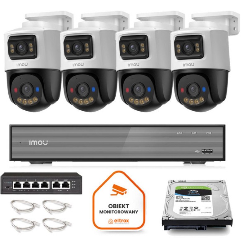 IMOU PS70FP-10M0 4 kamerų 5+5 MP PoE komplektas su 2 TB disku