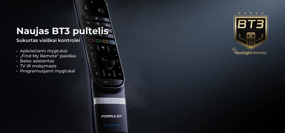 Formuler Z12 Ultra SE – naujas BT3 apšviečiamas pultelis