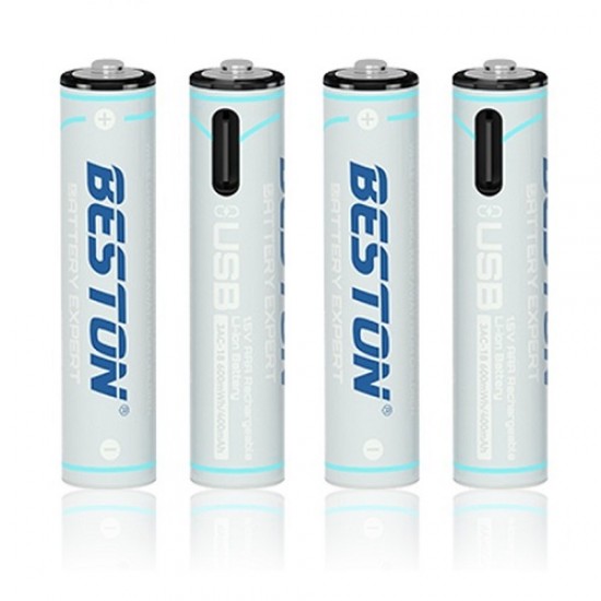 Baterijos AAA įkraunamos su USB-C lizdu, 400mAh, Li-Ion, 4 vnt. Baterijos AAA įkraunamos su USB-C lizdu, 400mAh, Li-Ion, 4 vnt.