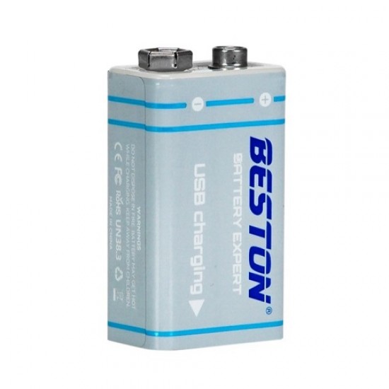 Baterija 9V (krona), įkraunama su USB-C lizdu, 1000mAh, Li-Ion Baterija 9V (krona), įkraunama su USB-C lizdu, 1000mAh, Li-Ion