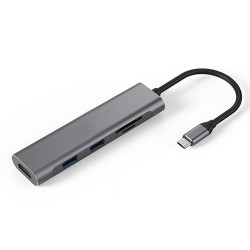 Adapteris USB Type-C - 2 x USB 3.0, HDMI, SD, TF