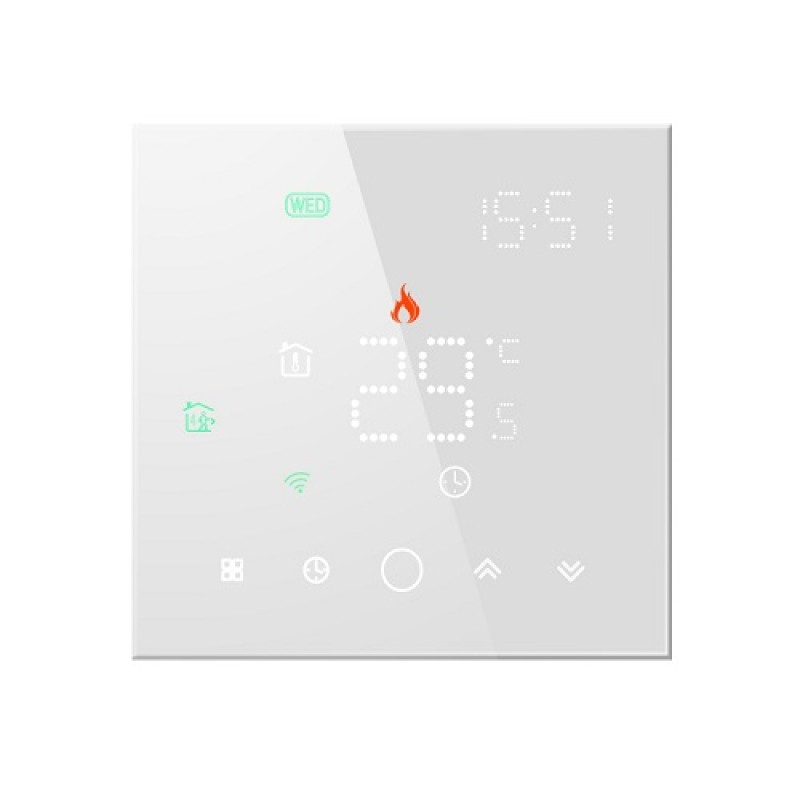 TUYA Programuojamas termostatas WiFi, baltas TUYA Programuojamas termostatas WiFi, baltas