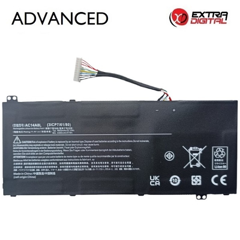 Nešiojamo kompiuterio baterija ACER AC14A8L, 4605mAh, Extra Digital Advanced