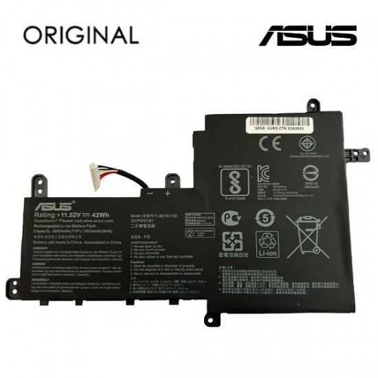 Nešiojamo kompiuterio baterija ASUS B31N1729, 3653mAh, Original Nešiojamo kompiuterio baterija ASUS B31N1729, 3653mAh, Original