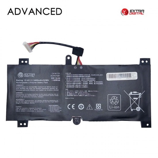 Nešiojamo kompiuterio baterija ASUS C41N1731, 3400mAh, Extra Digital Advanced Nešiojamo kompiuterio baterija ASUS C41N1731, 3400mAh, Extra Digital Advanced