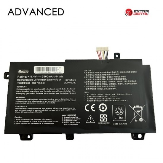 Nešiojamo kompiuterio baterija ASUS B31N1726, 3900mAh, Extra Digital Advanced Nešiojamo kompiuterio baterija ASUS B31N1726, 3900mAh, Extra Digital Advanced