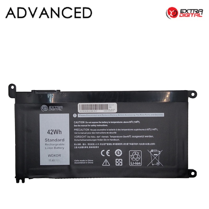 Nešiojamo kompiuterio baterija DELL WDX0R, 3400mah, Extra Digital Advanced Nešiojamo kompiuterio baterija DELL WDX0R, 3400mah, Extra Digital Advanced