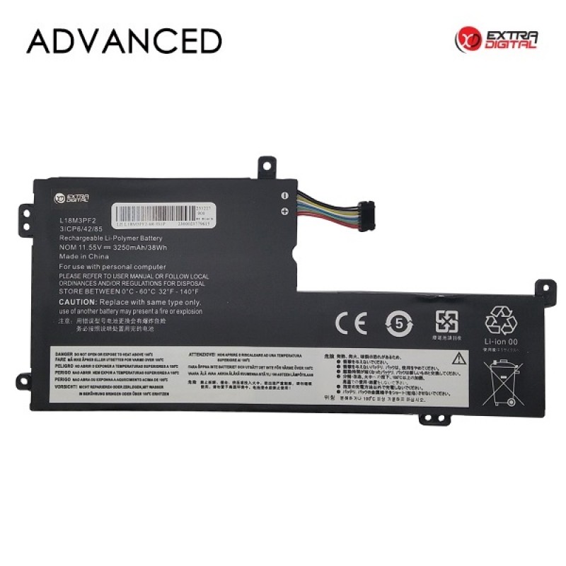 Nešiojamo kompiuterio baterija LENOVO L18M3PF2, 3250mAh, Extra Digital Advanced Nešiojamo kompiuterio baterija LENOVO L18M3PF2, 3250mAh, Extra Digital Advanced