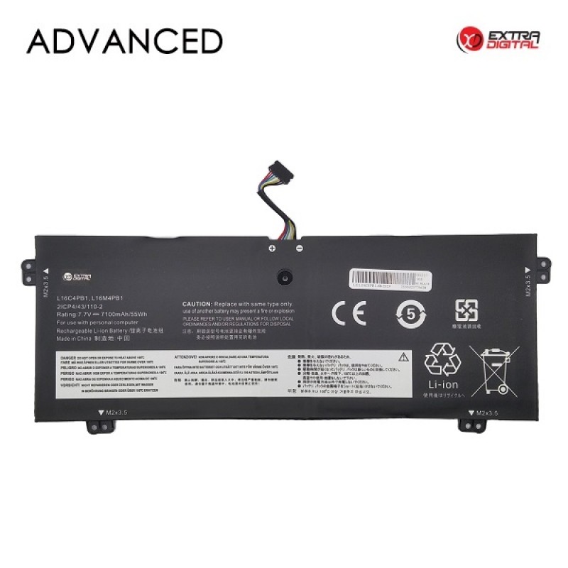 Nešiojamo kompiuterio baterija LENOVO L16C4PB1, 7100mAh, Extra Digital Advanced Nešiojamo kompiuterio baterija LENOVO L16C4PB1, 7100mAh, Extra Digital Advanced