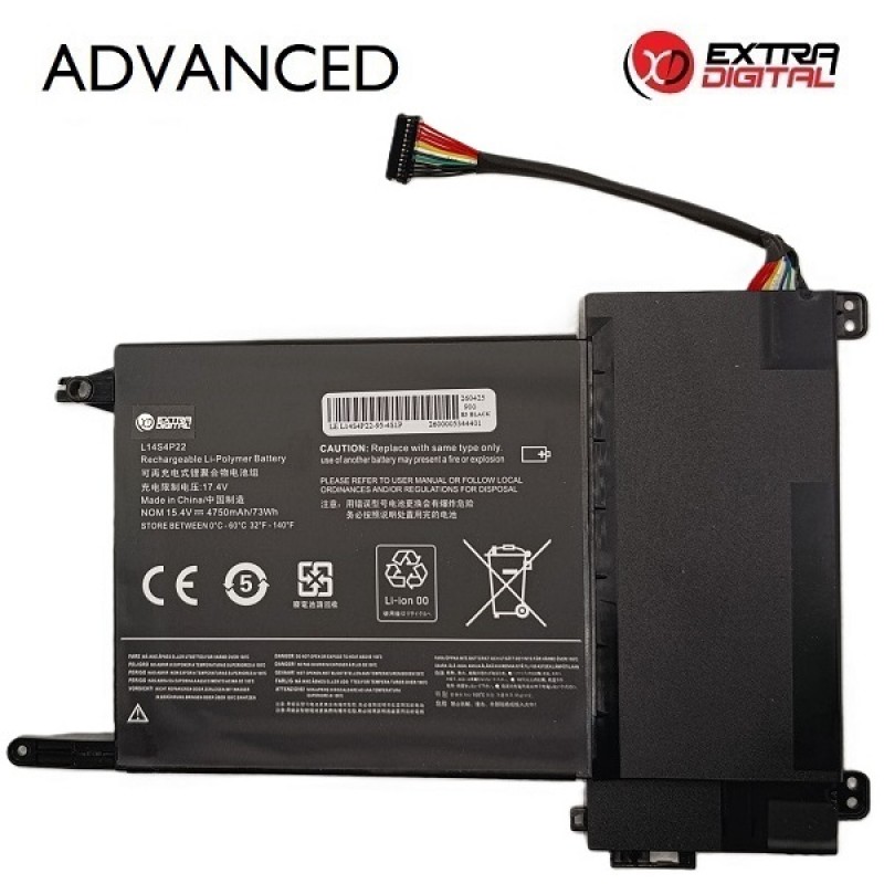 Nešiojamo kompiuterio baterija LENOVO L14S4P22, 4750mAh, Extra Digital Advanced