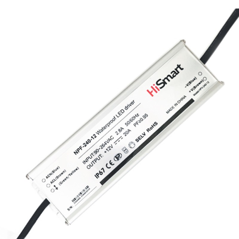 Maitinimo šaltinis 12V, 20A, 240W, PFC, IP67 Maitinimo šaltinis 12V, 20A, 240W, PFC, IP67