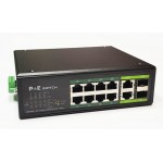 Industrinis PoE šakotuvas 100Mbps 8portų+2G uplink RJ45 arba SFP portai, -40 °C, IEEE802.3af/at