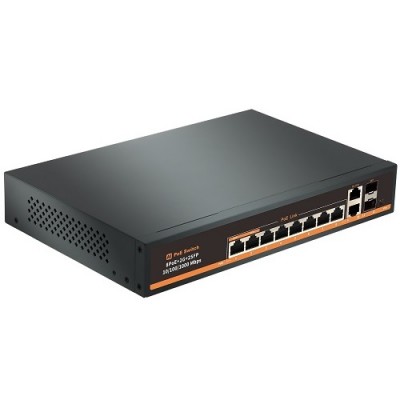 PoE šakotuvas 1000Mbps 8portų +2G uplink +2G SFP