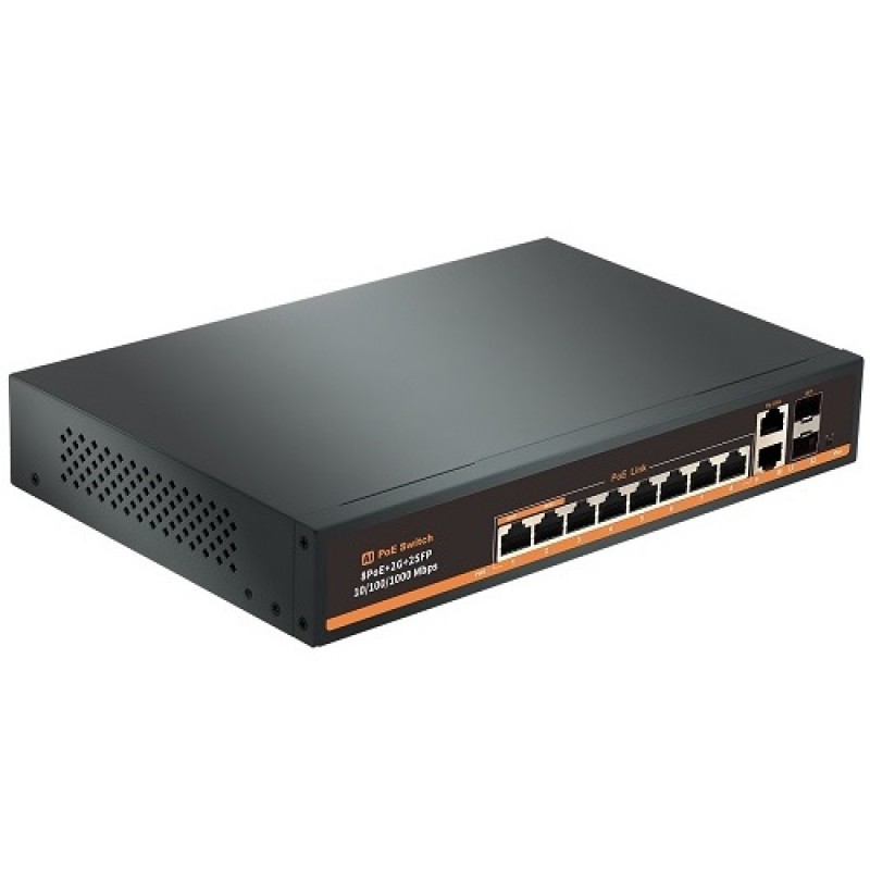 PoE šakotuvas 8x Gigabit PoE+2x Gigabit UPLINK+2x SFP, 120W