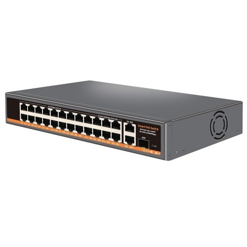 PoE 24kn. šakotuvas 18x100Mbps PoE+6x Gigabit PoE+2x Gigabit UPLINK, 400W, SFP