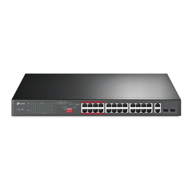TP-LINK 24-Port 10/100Mbps + 2-Port Gigabit Unmanaged PoE+ Switch TP-LINK 24-Port 10/100Mbps + 2-Port Gigabit Unmanaged PoE+ Switch