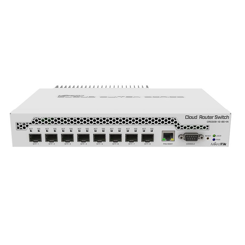 MIKROTIK Desktop switch with one Gigabit Ethernet port and eight SFP+ 10Gbps ports