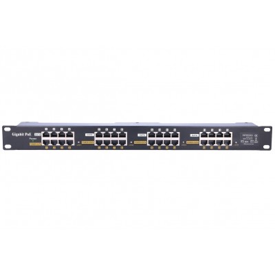 Passive Gigabit PoE Rack Mount Injector/Shielded Panel, 16 port