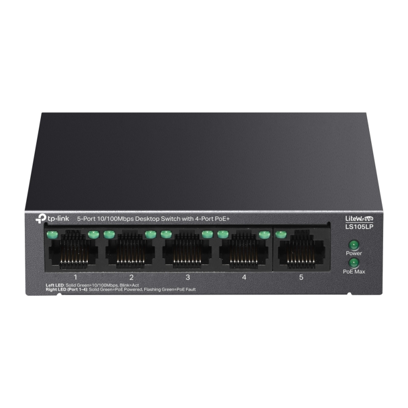 TP-LINK 5-Port 10/100Mbps Desktop Switch with 4-Port PoE+