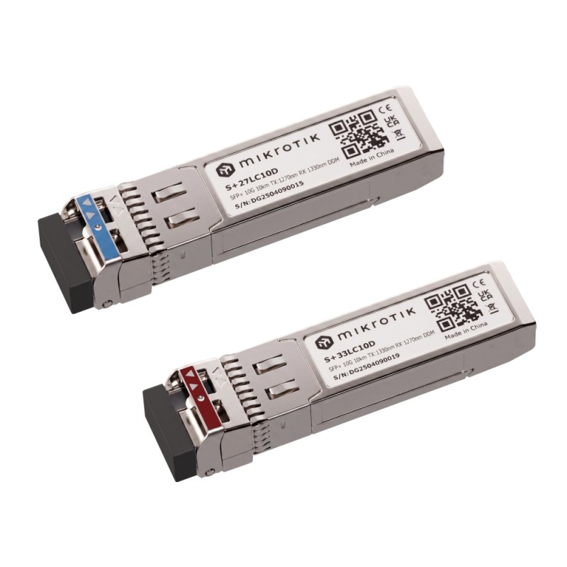 MIKROTIK Industrial-grade 10G SFP+ modules kit, up to 10 km, single mode