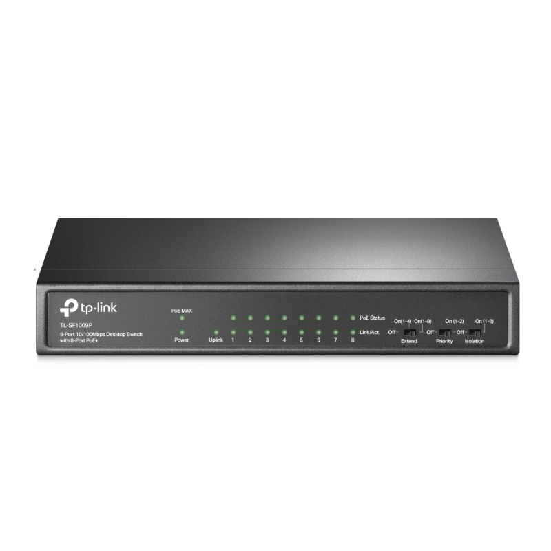 TP-LINK 9-Port 10/100Mbps Desktop Switch with 8-Port PoE+ TP-LINK 9-Port 10/100Mbps Desktop Switch with 8-Port PoE+