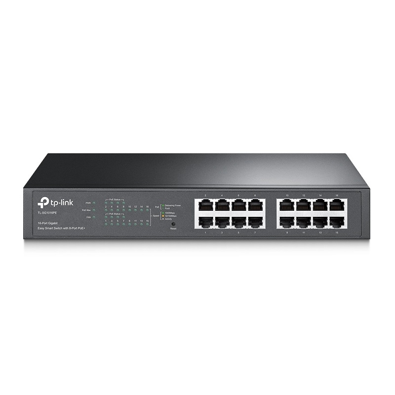 TP-LINK 16-Port Gigabit Easy Smart PoE Switch with 8-Port PoE+ TP-LINK 16-Port Gigabit Easy Smart PoE Switch with 8-Port PoE+